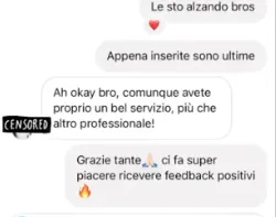 Messaggio Instagram: «Avete proprio un bel servizio, più che professionale»